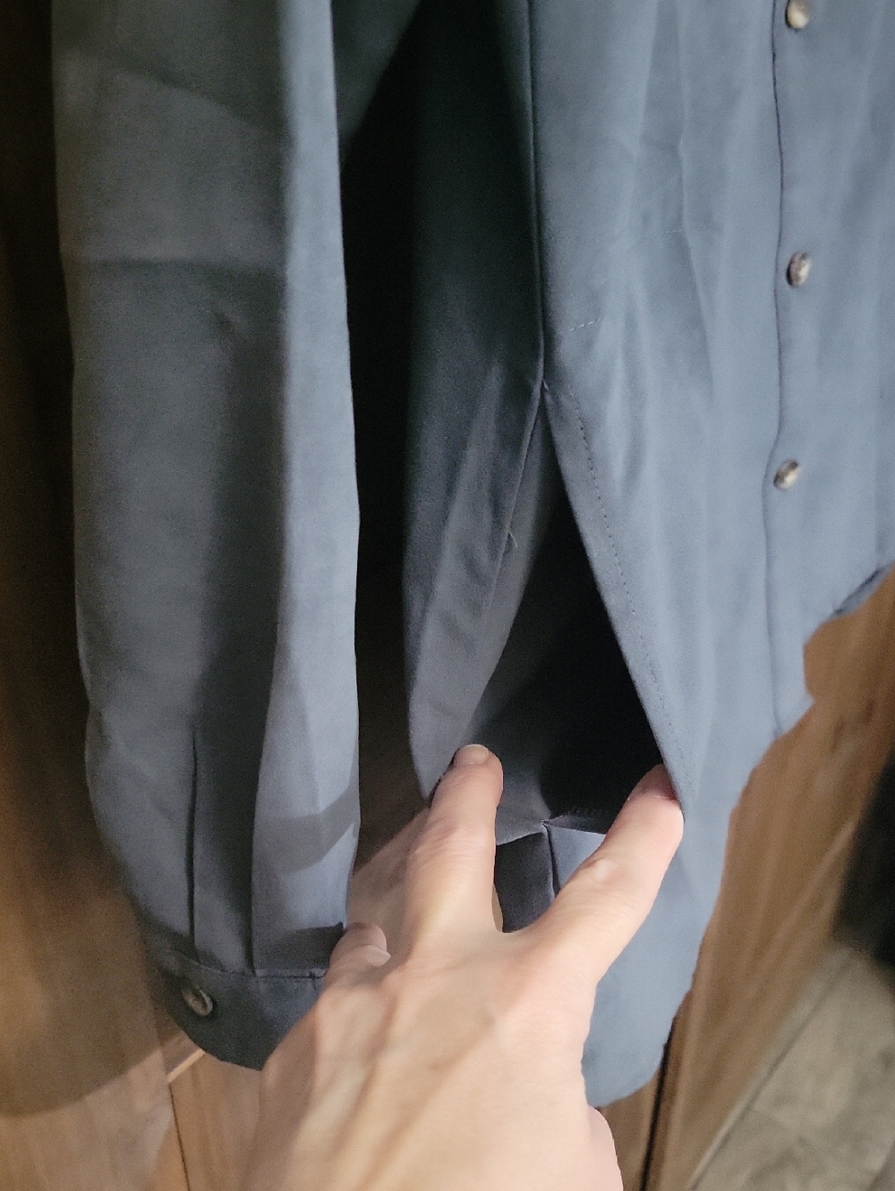 Button-Front Long Sleeve Shirt Jacket in Gray - Picture 3 of 7
